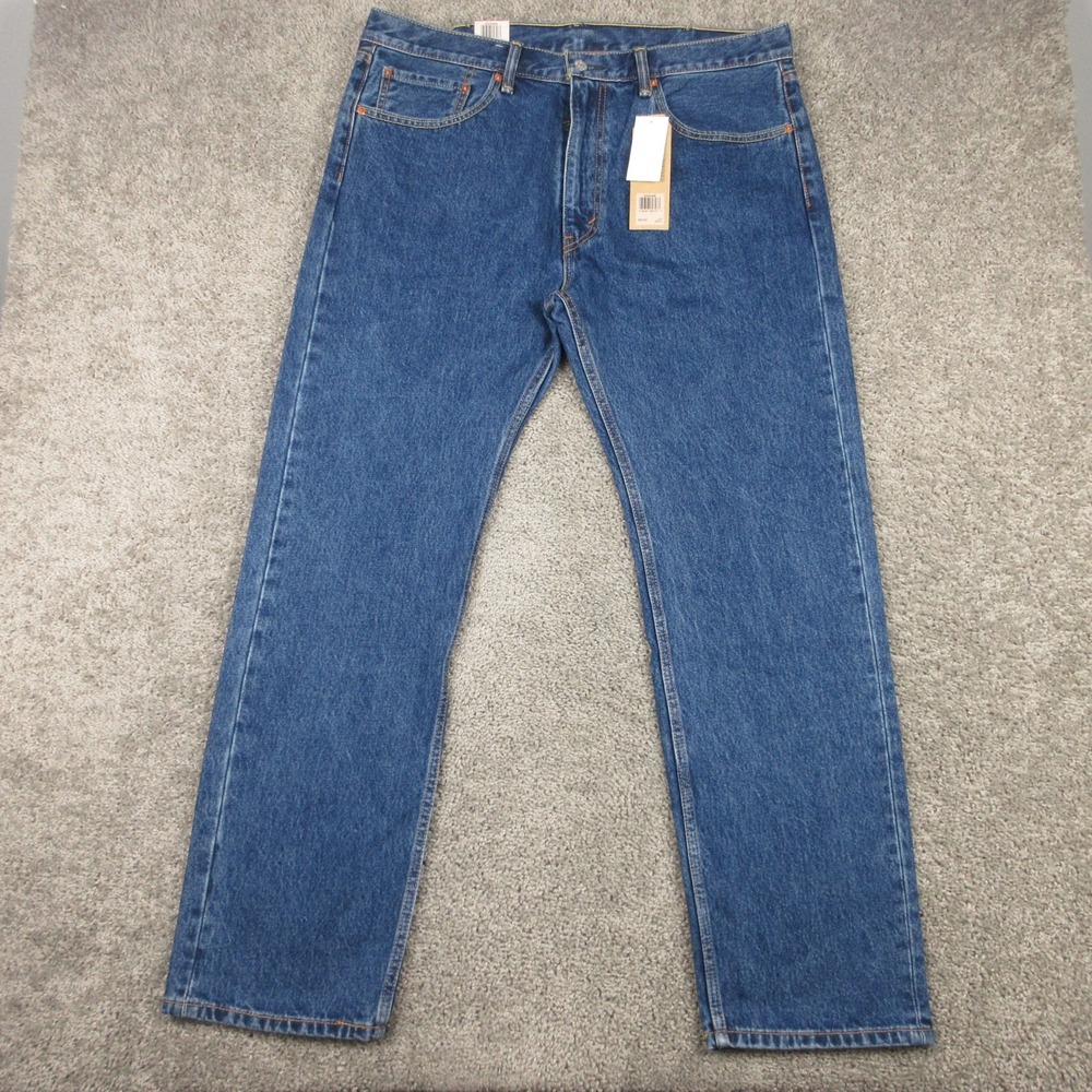 Levis Jeans Mens 38x32 Blue 505 Regular Straight All Cotton Zip Denim Pants NEW